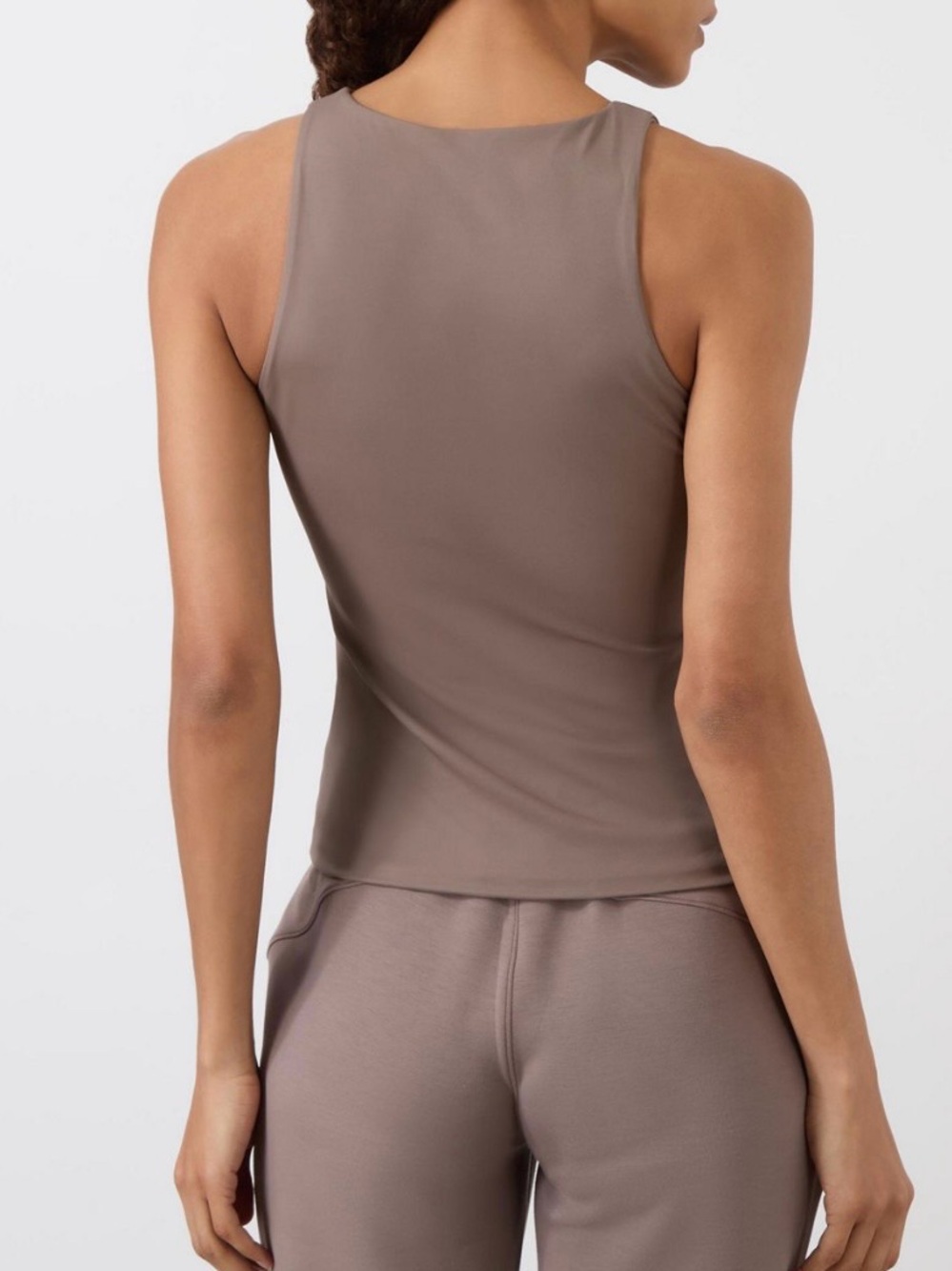 Spanx Smoothing Jersey High Neck Racerback Tank, Smoke Taupe, Large - Picture 4 of 14